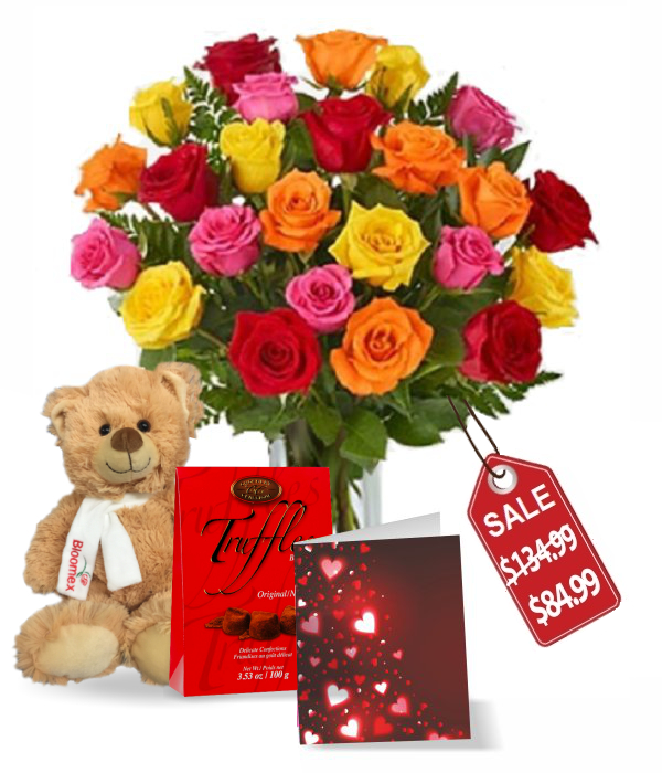 Combo de 24 bouquet de roses assorties - cadeau parfait pour toute occasion