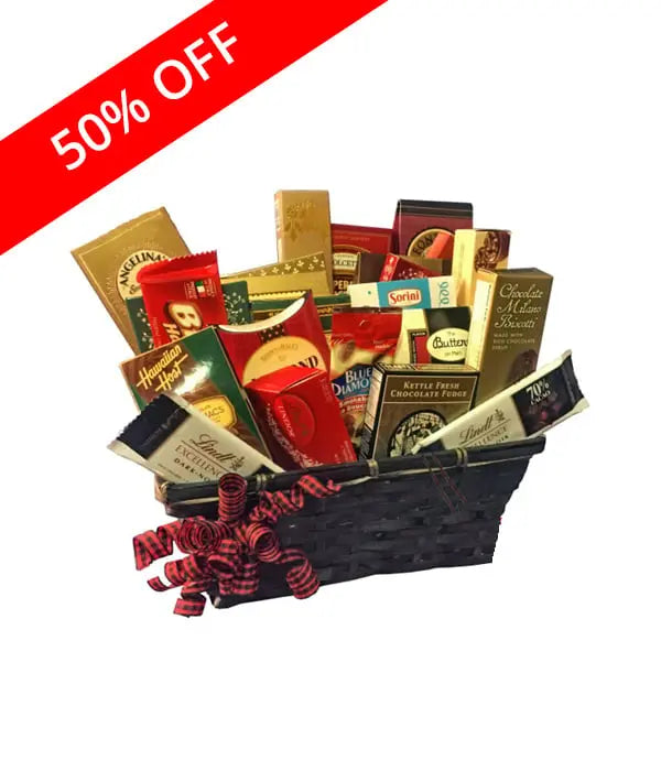 Panier Cadeau Premium - Chocolats, Fromages et Fruits de Mer - Collection III Fleur Québec