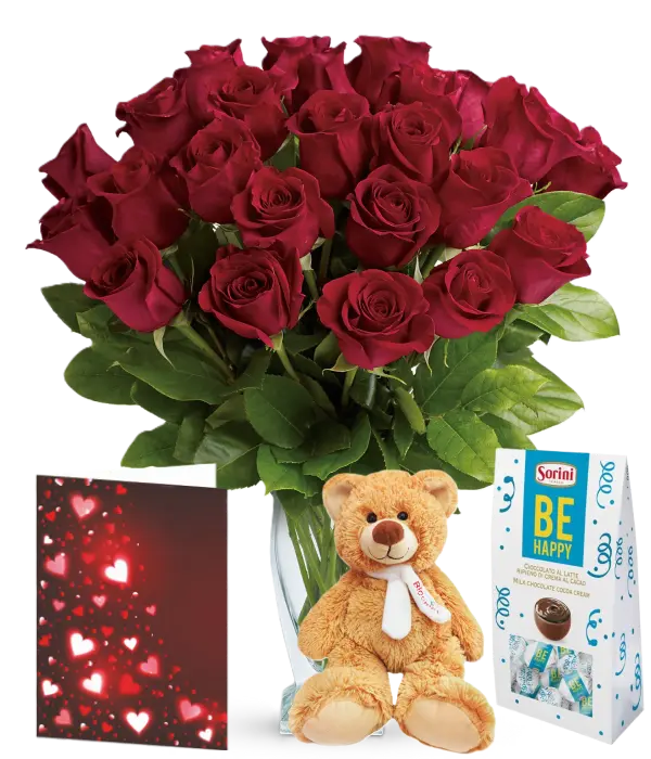 Collection Saint-Valentin Précieuse IV, 24 roses rouges