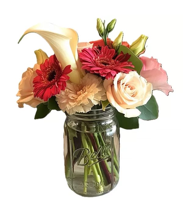 Bouquet Vintage en pot Mason - Décor rustique