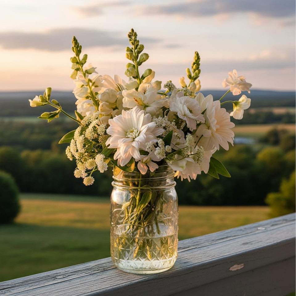 Merveille blanche de marguerites dans un pot Mason