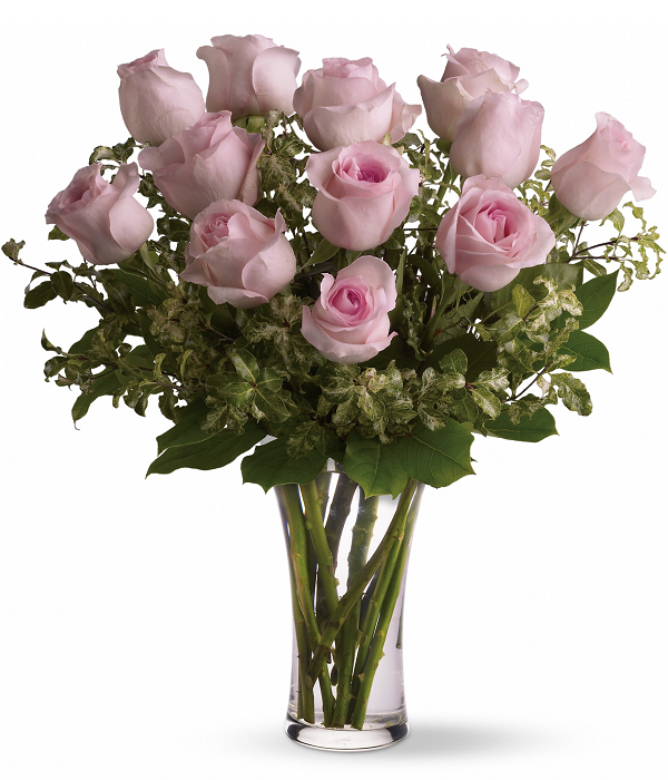 Elégant bouquet de roses roses à longue tige - une douzaine