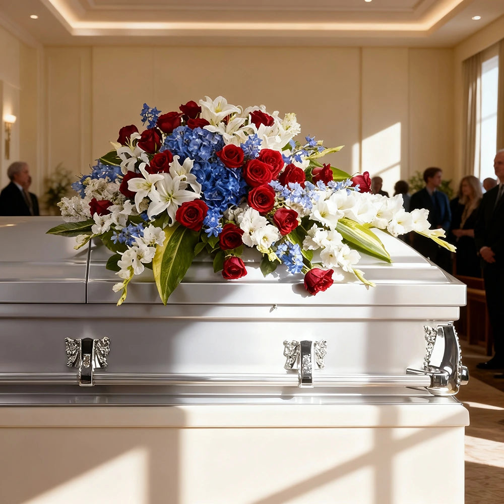 Arrangement élégant de pulvérisation de cercueil funéraire