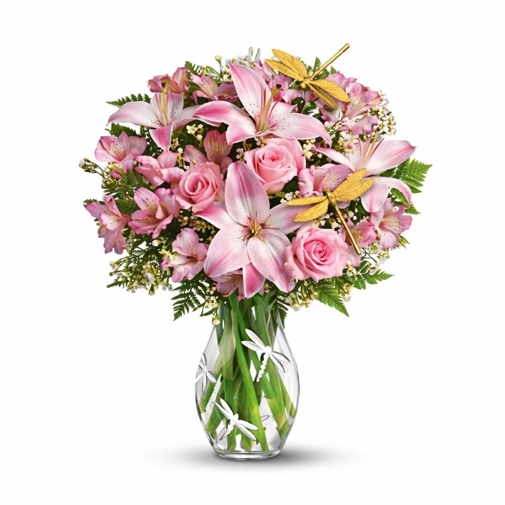 Bouquet "Libellule" - Roses Panachées - Félicitations