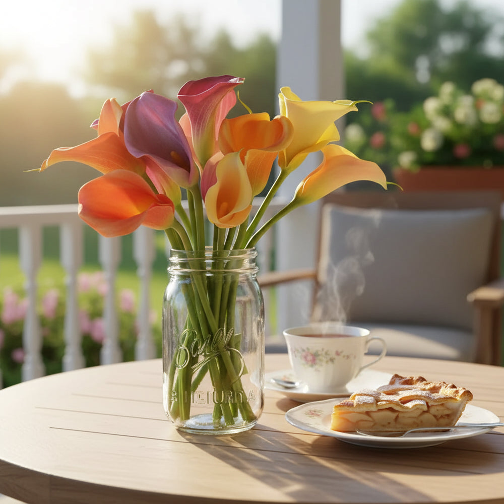 Assorted Calla Lilies in Mason Jar - Flower Delivery New Zealand