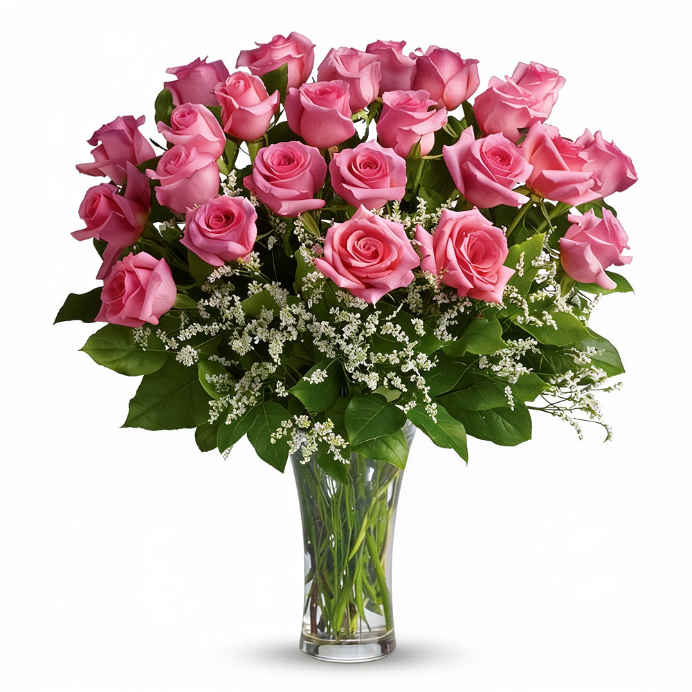 Bouquet de 24 Roses Roses à Longue Tige