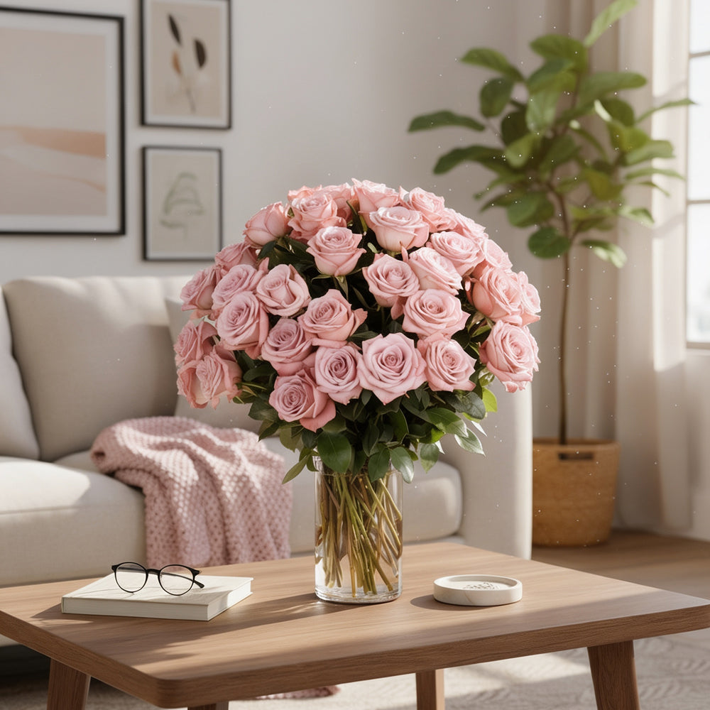 Bouquet de 36 Roses Roses à Longue Tige