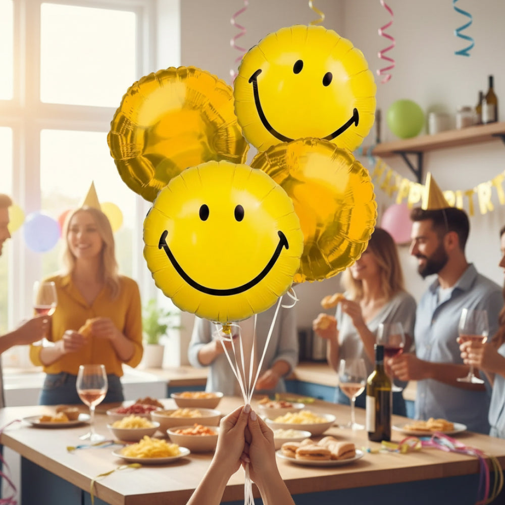 Set of 4 smiley face balloon bouquets - perfect for celebrations