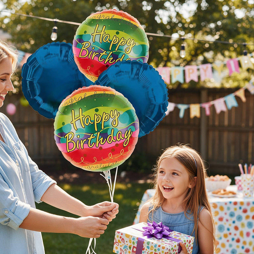 Sparkling "Happy Birthday" Balloon Bouquet, Set of 4