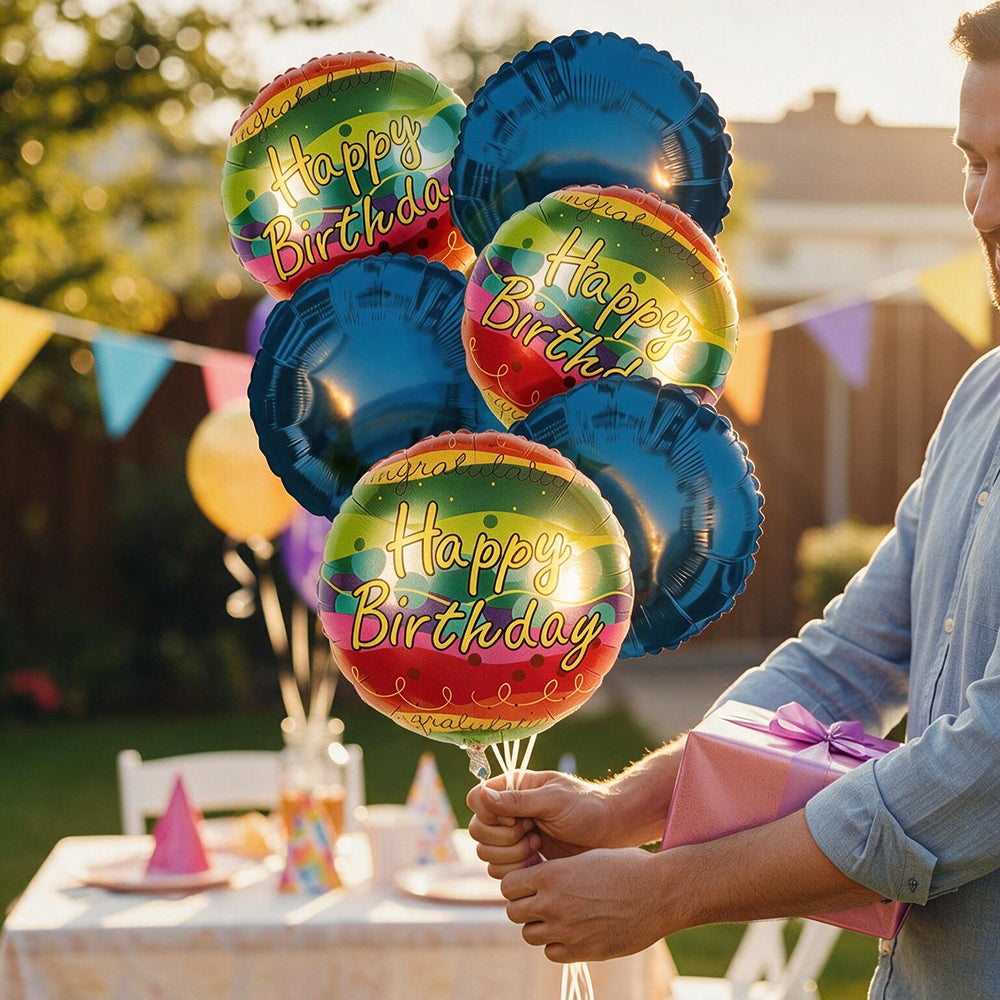 Sparkling "Happy Birthday" Balloon Bouquet, Set of 6