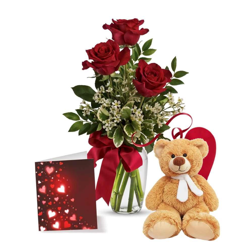 Bouquet Deluxe "Brume Écarlate" - Roses Rouges