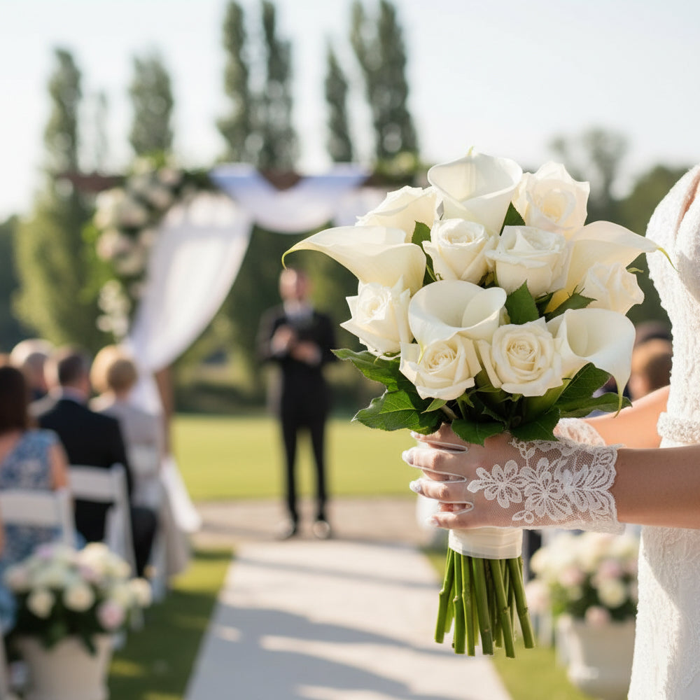 Bouquet Élégant de Roses Blanches - Mariage