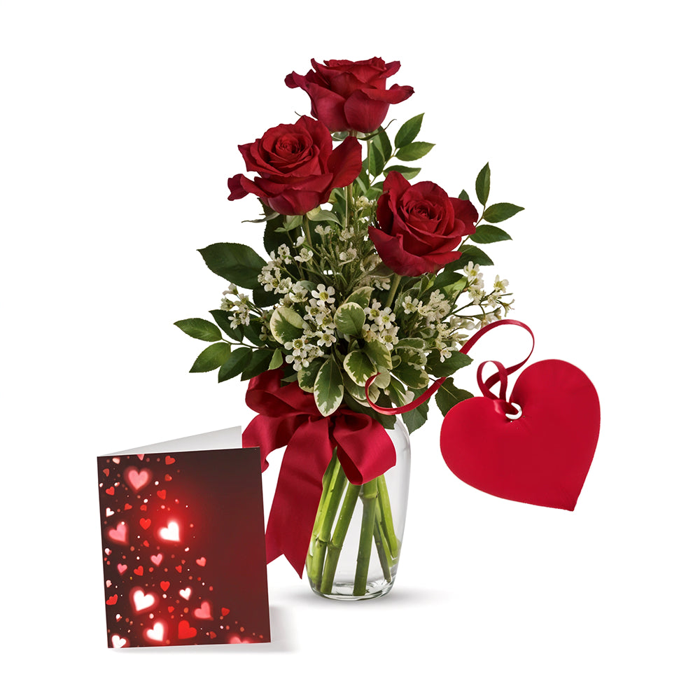 Bouquet Premium de Roses Rouges avec Carte - Toutes Occasions