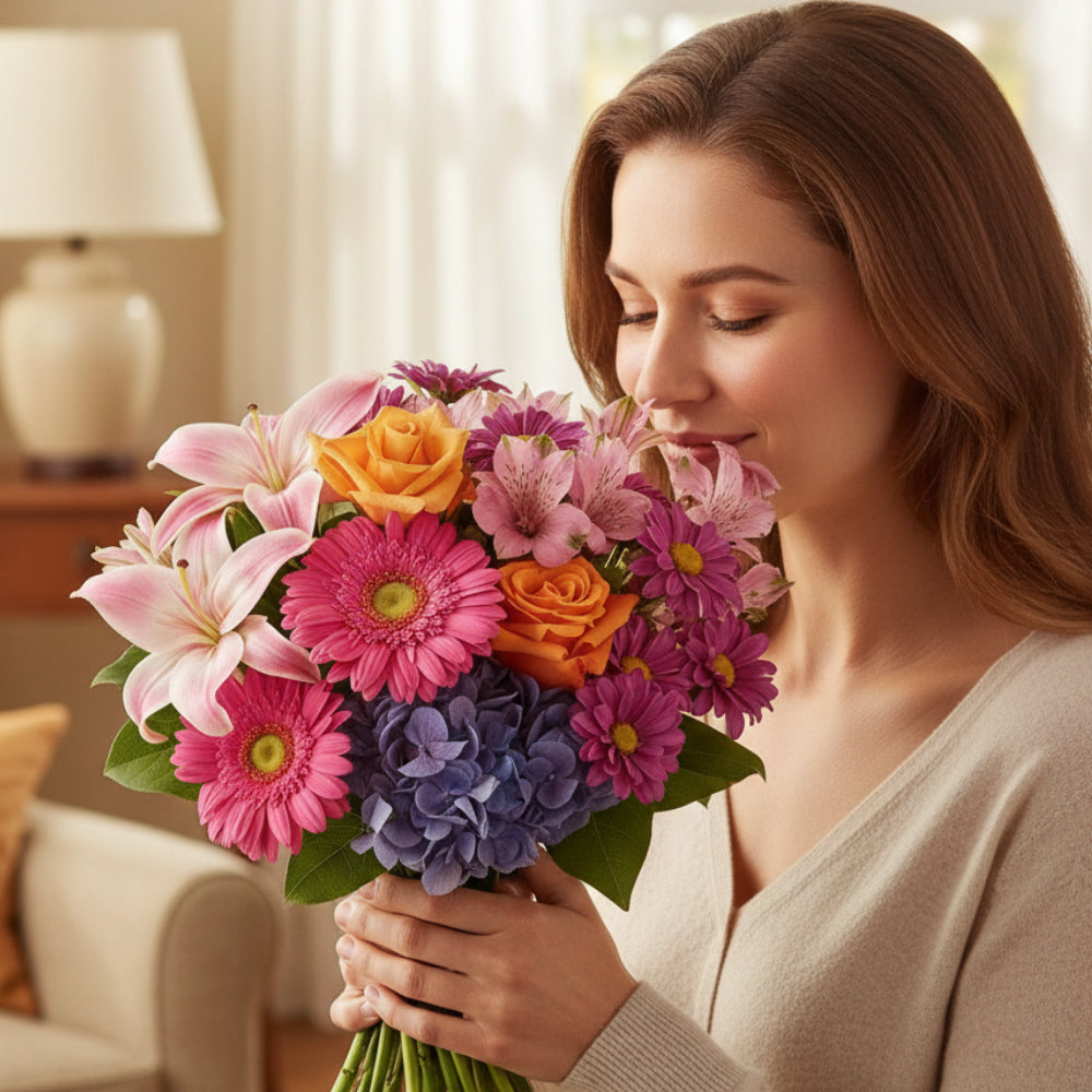 Bouquet Premium "Vœux Enchanteurs" - Roses Rose Vif - Félicitations