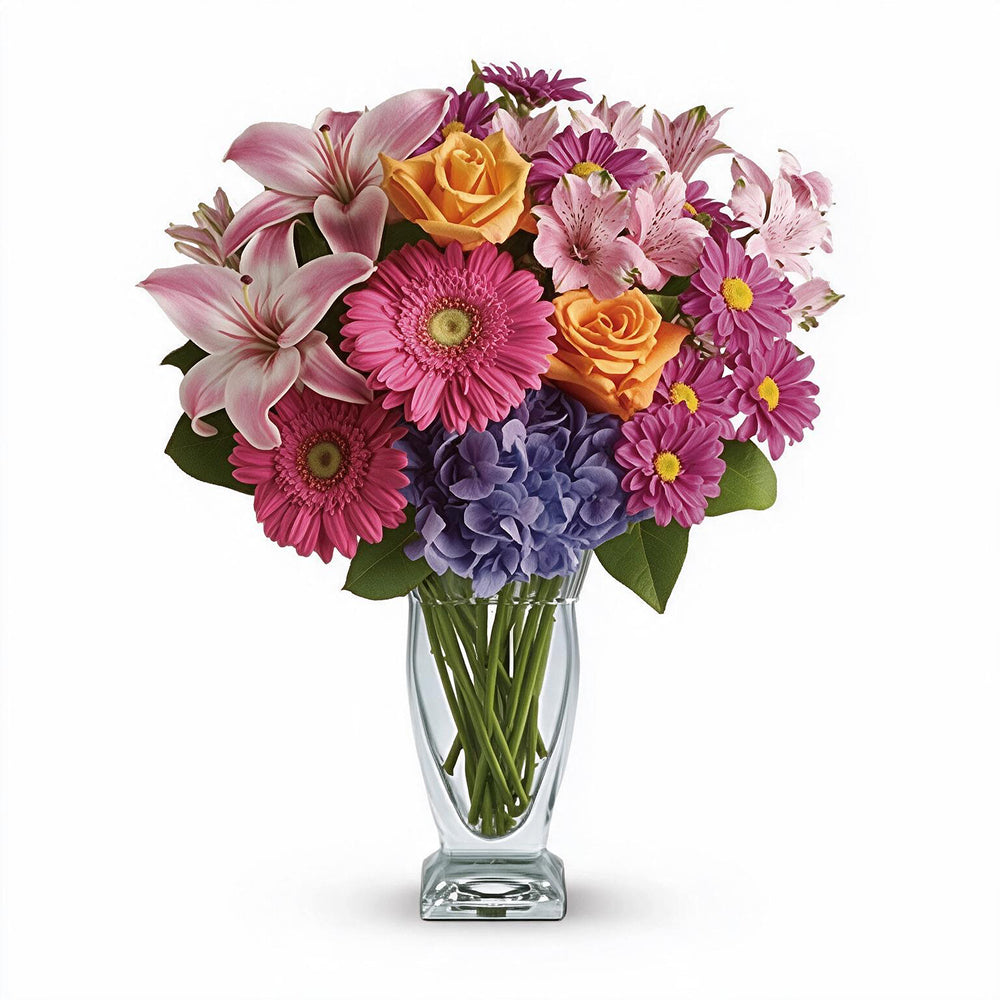 Bouquet Premium "Vœux Enchanteurs" - Roses Rose Vif - Félicitations