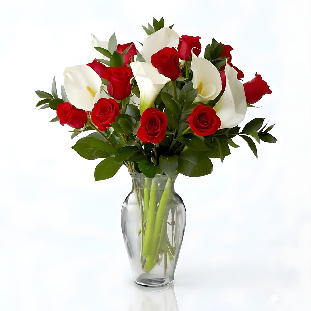 Bouquet Romantique "Endless Love" - 12 Roses Rouges et Blanches