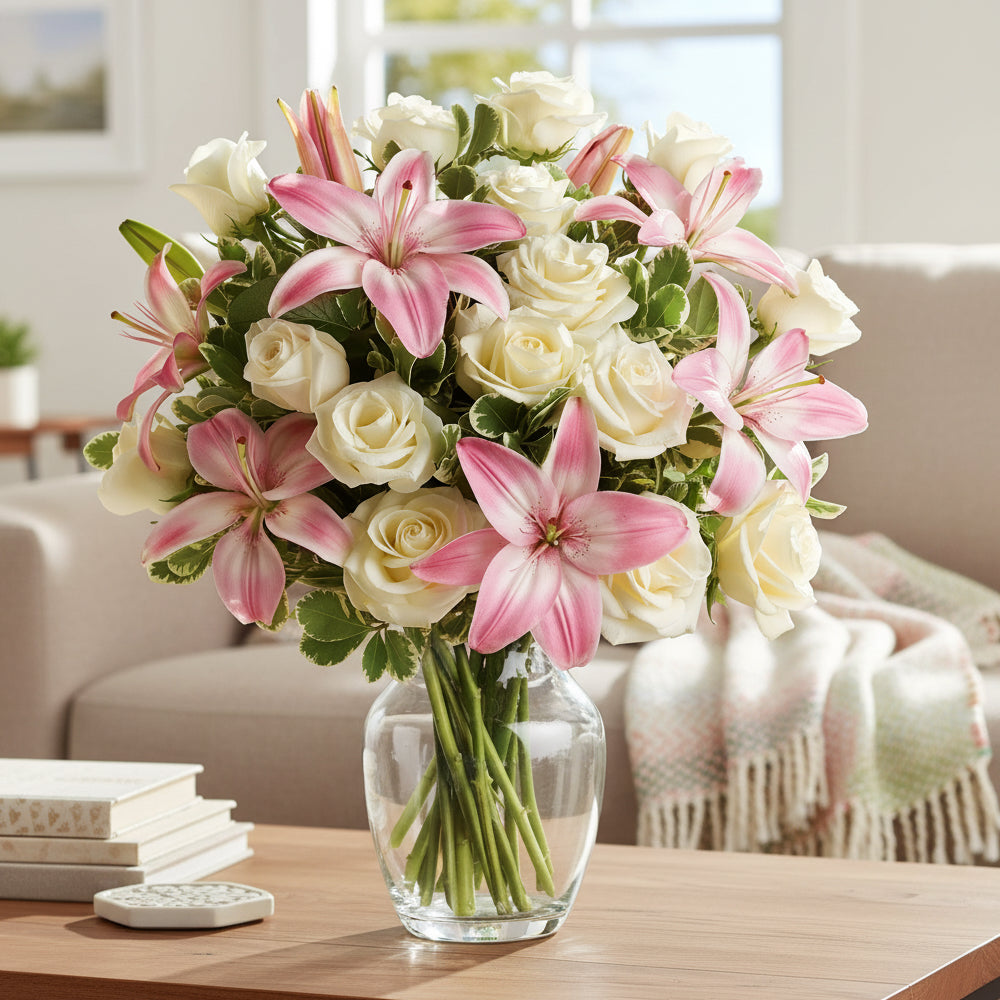 Bouquet "Toujours une Femme" - Roses Blanches - Fête des Mères