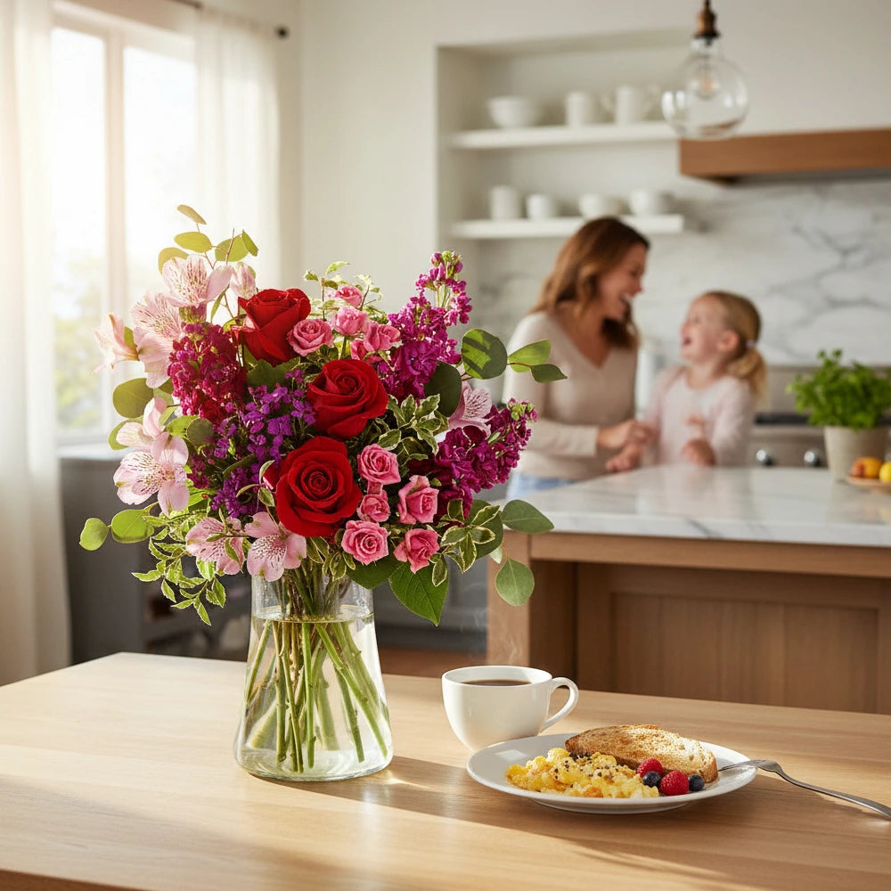 Bouquet "Élégant" - Roses Roses et Vertes