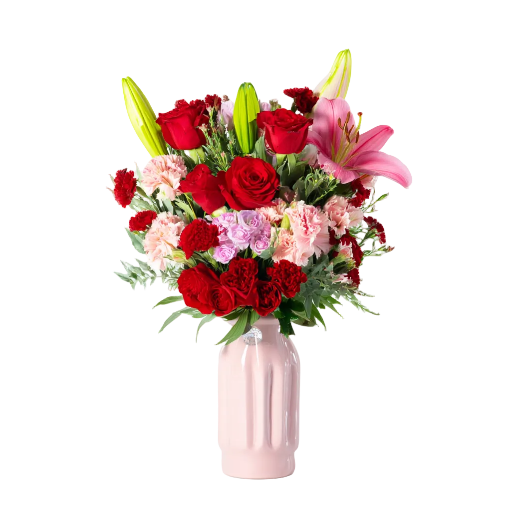 Bouquet "Perles d'Amour" - Roses Rouges et Roses