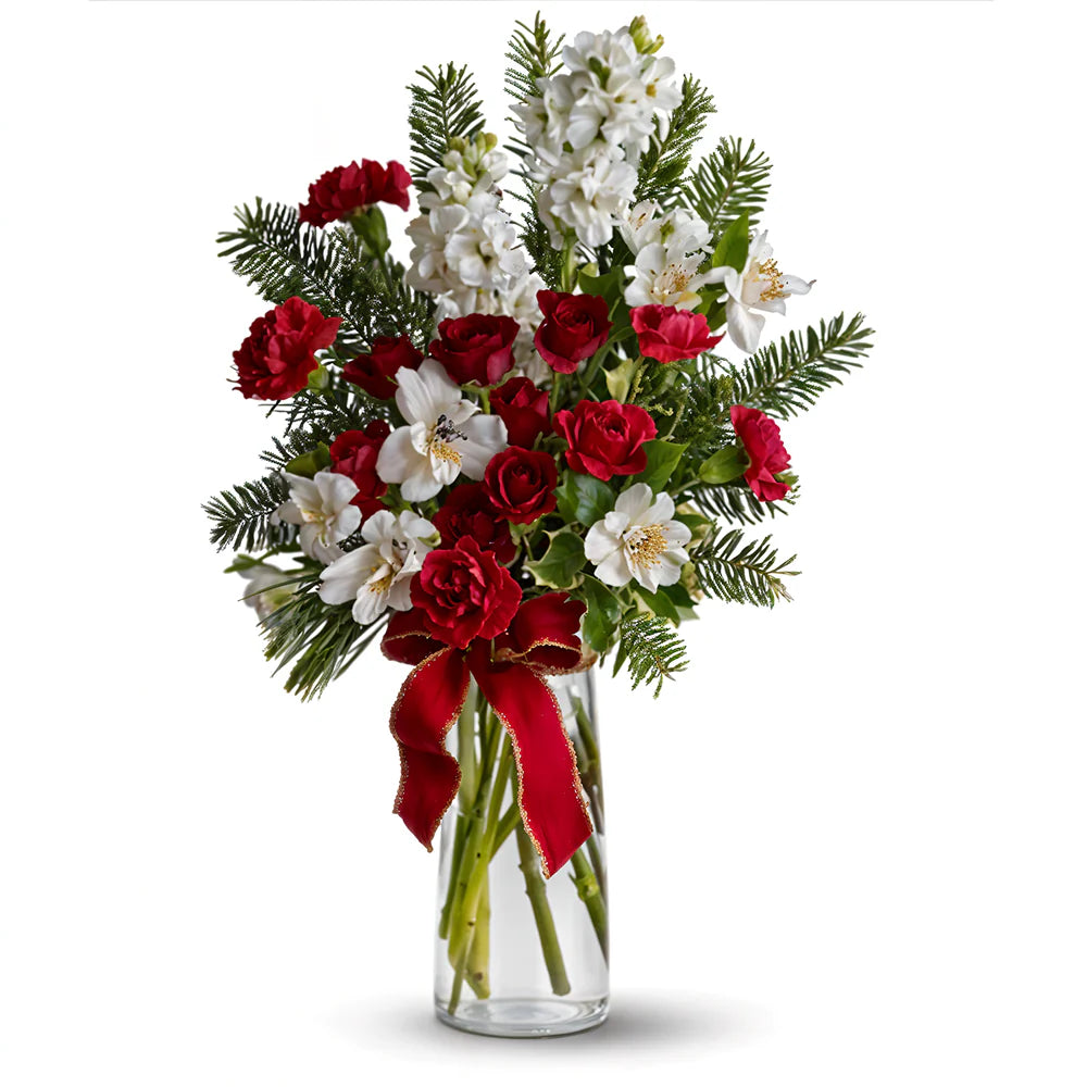 The Enchanting Scent of Christmas at Home: Festive Red and White Bouquet