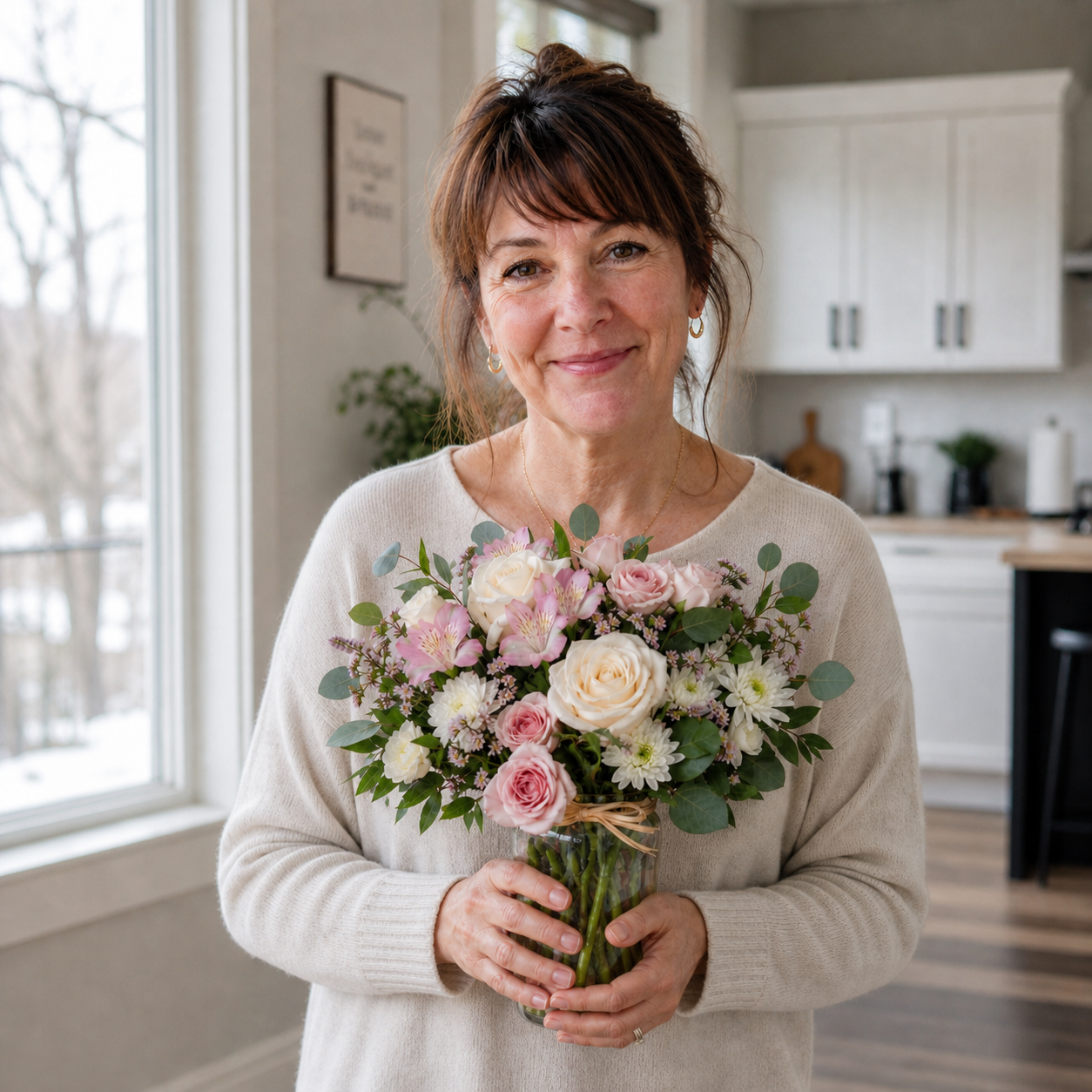 "Rose Chic" Bouquet - Cream and Silver Tones