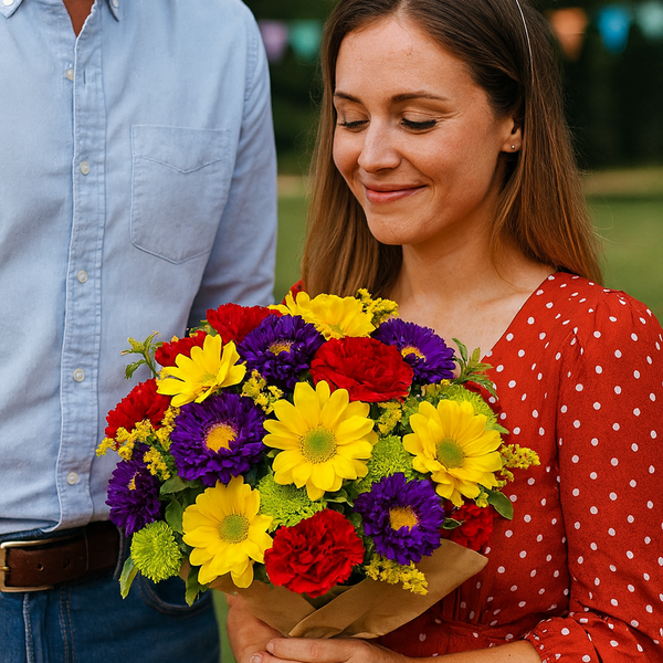 Bouquet de joie vibrant dans un pot Mason Fleur Québec