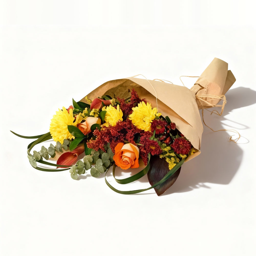 Bouquet d’automne noué à la main Collection III - Couleurs chaudes (45×35 cm) - Fleur Quebec
