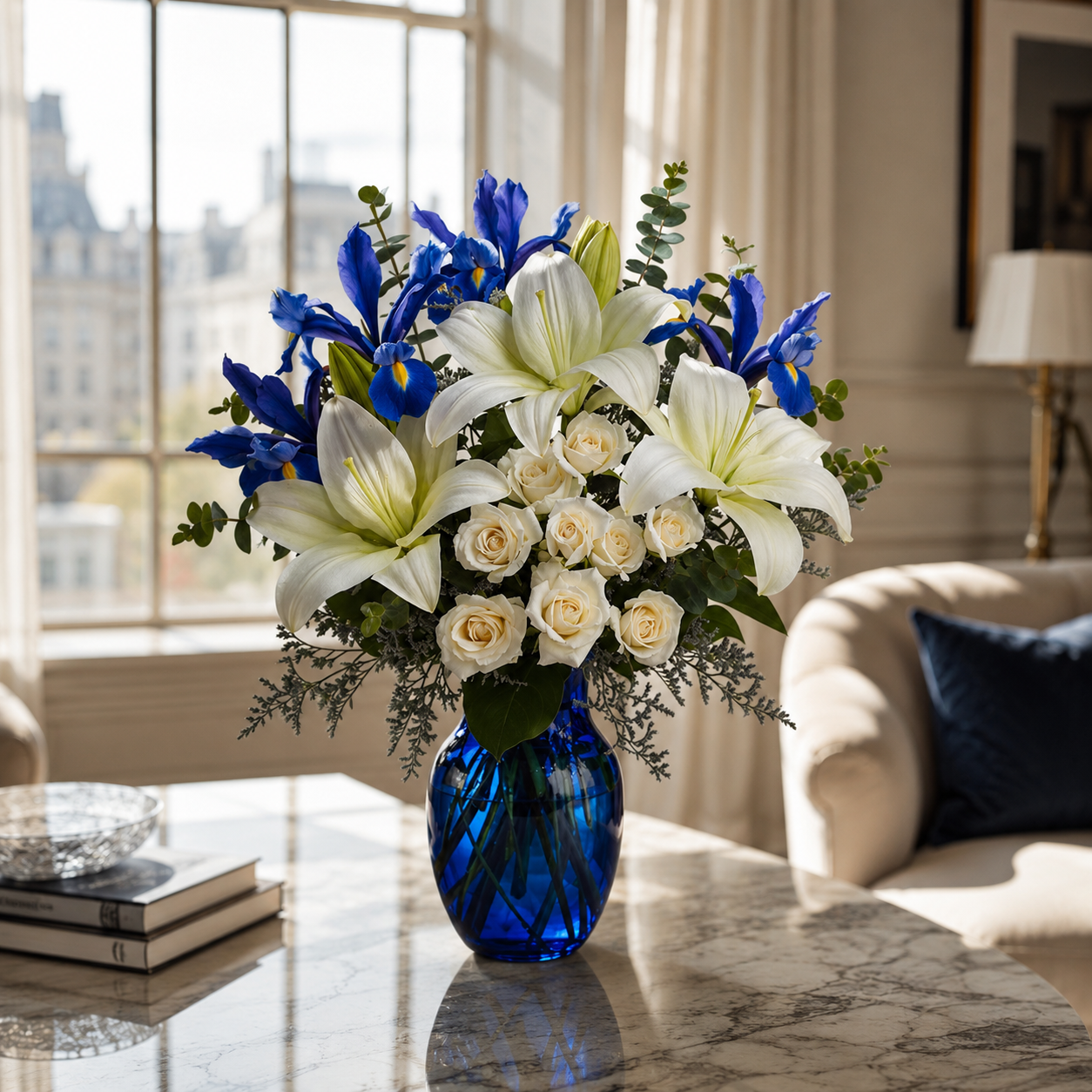 Bouquet deluxe “Horizons Bleus” — assemblé au Québec