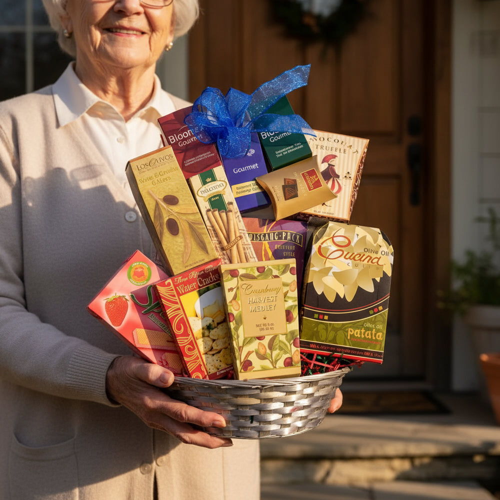 Panier Cadeau Artisanal - Chocolats, Biscuits, Thés et Cafés - Toutes Occasions