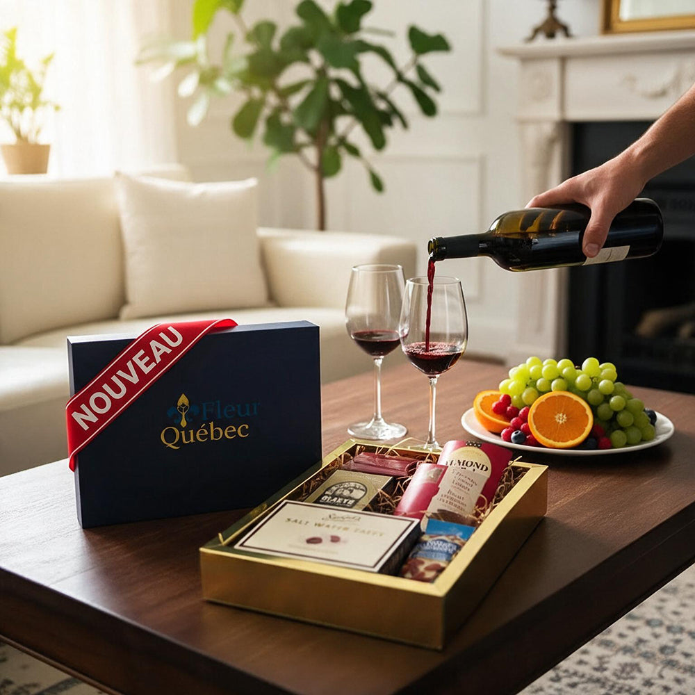 Coffret Cadeau Gourmand Sucré Salé Luxe Fêtes : Chocolat, Truffes, Fudge, Amandes Salées