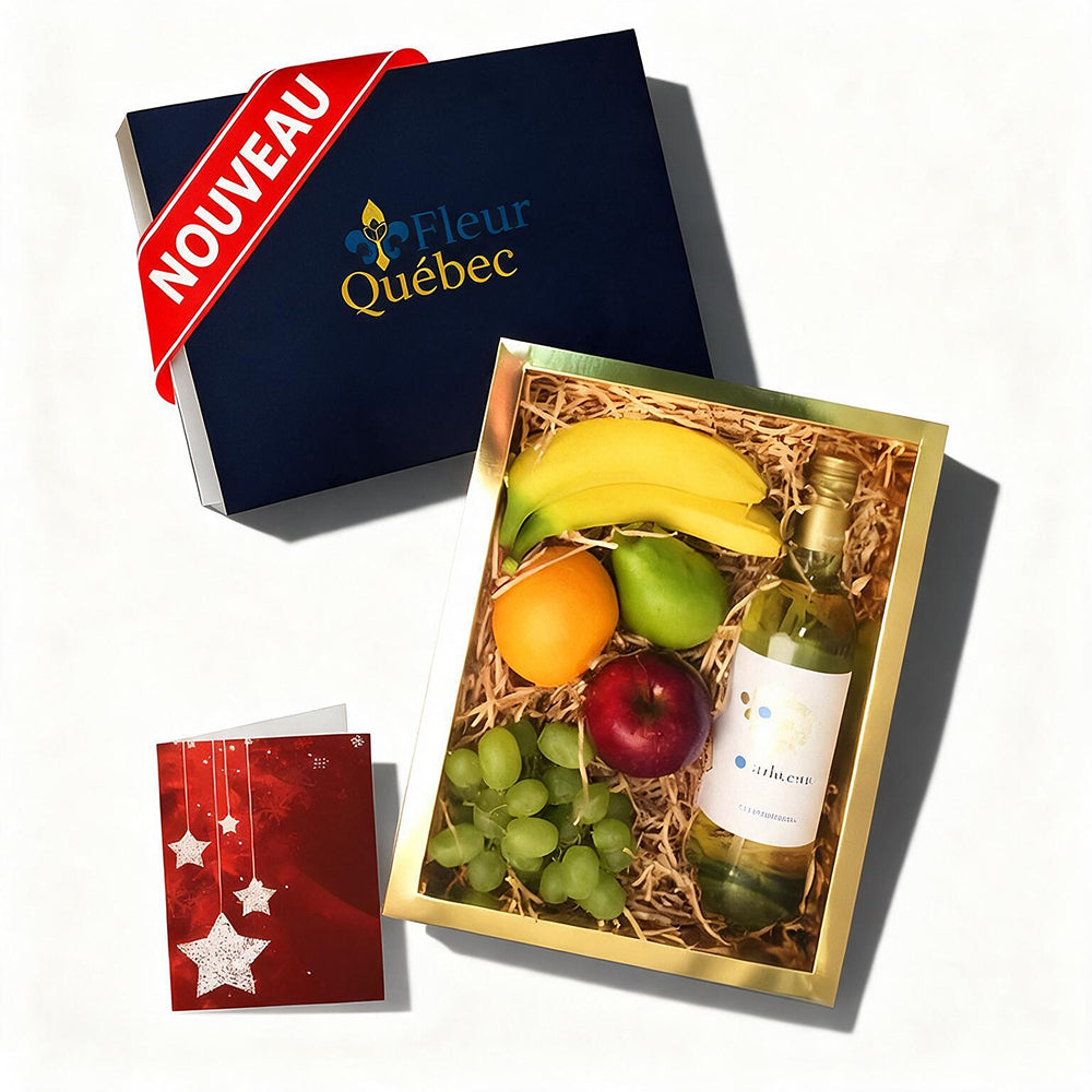 Luxury Holiday Gift Set: Fresh Fruit & White Wine (750 ml)