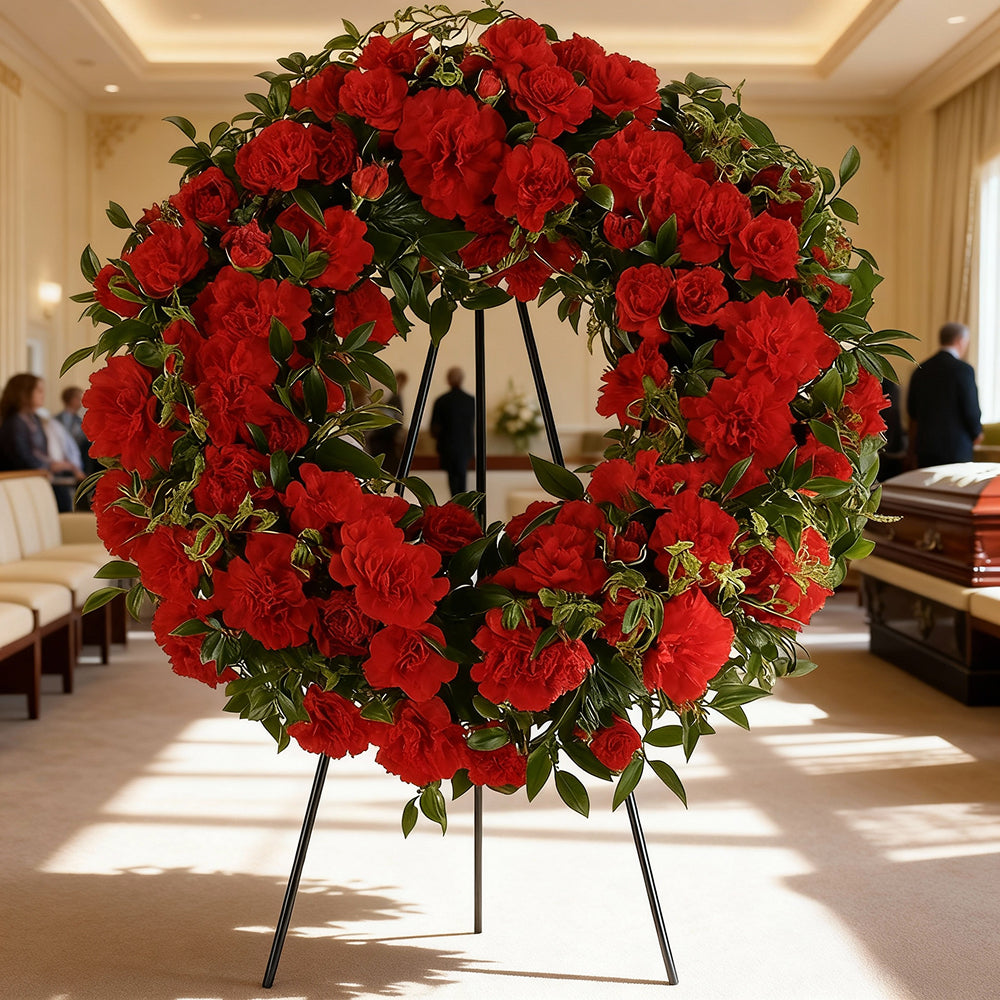 Wreath "Warm Greetings" - Red Roses - Sympathy