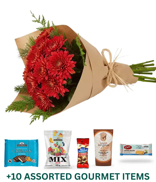 Bouquet Chaleur des Fêtes + Trousse gourmande