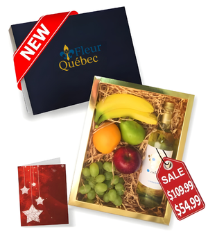 Coffret Cadeau Luxe Fêtes : Fruits Frais & Vin Blanc (750 ml)