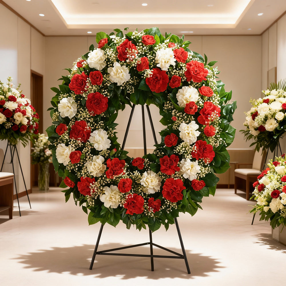 L'Hommage Intemporel pour le Salon Funéraire : Couronne Œillets (22")