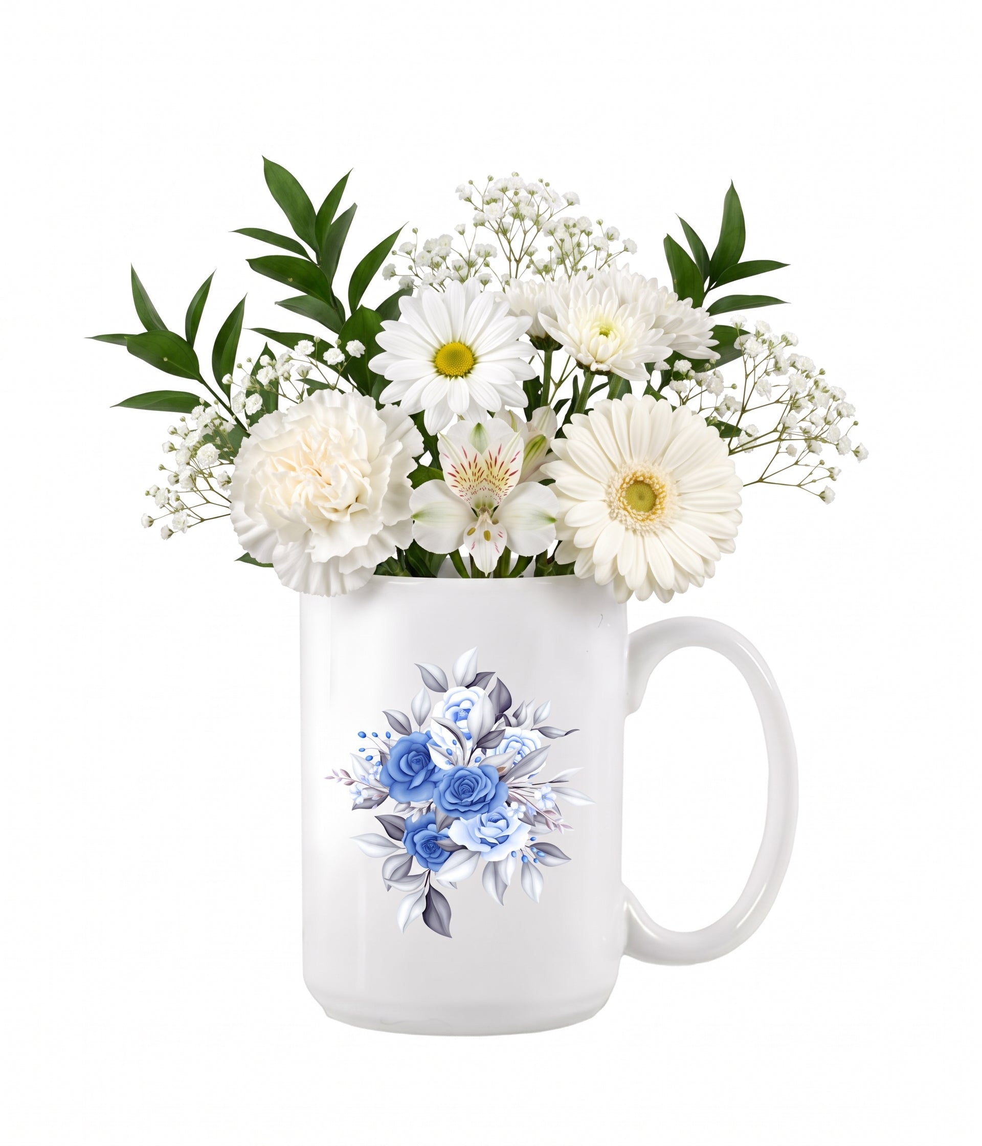 Collection de tasses florales de créateur – Blanc