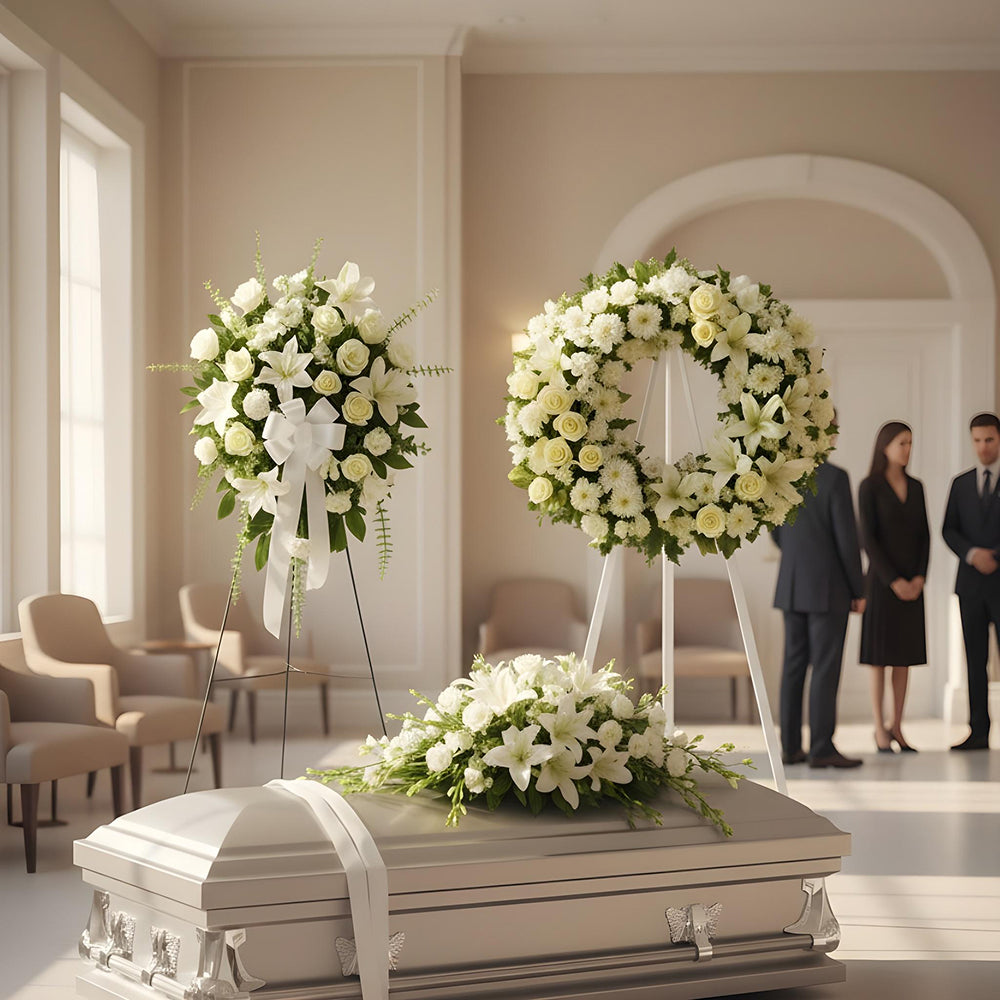 Sympathie's Premium Floral "Serenity" Arrangement: White Roses and Lilies