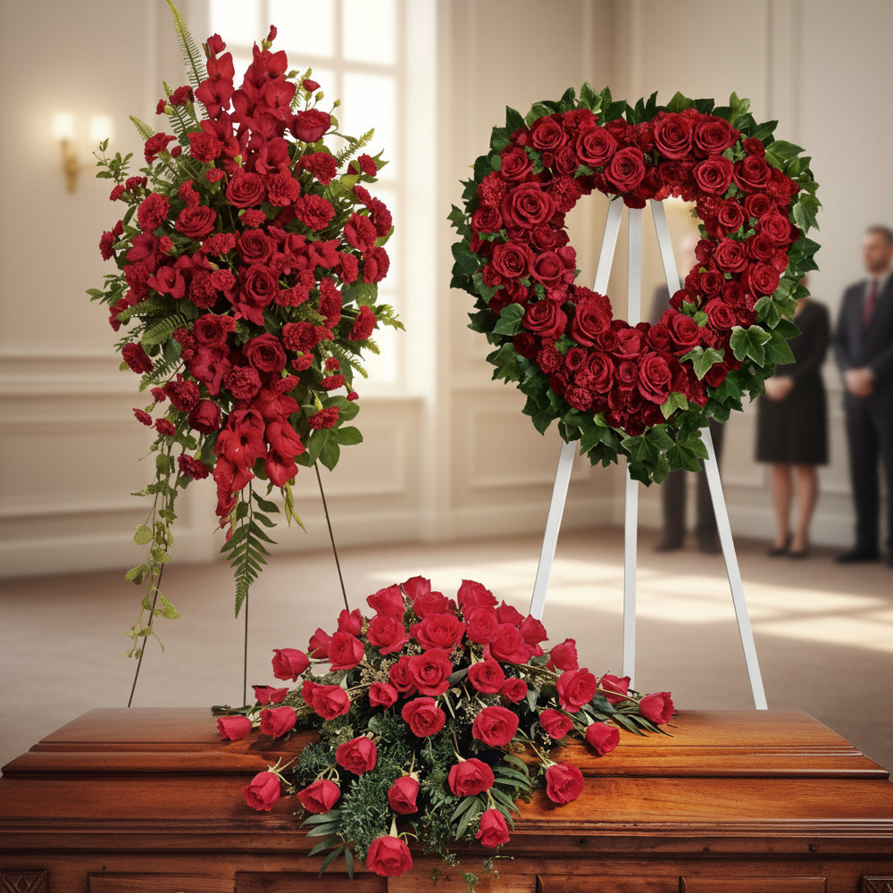 Premium Red Rose Arrangement - Funeral and Condolences