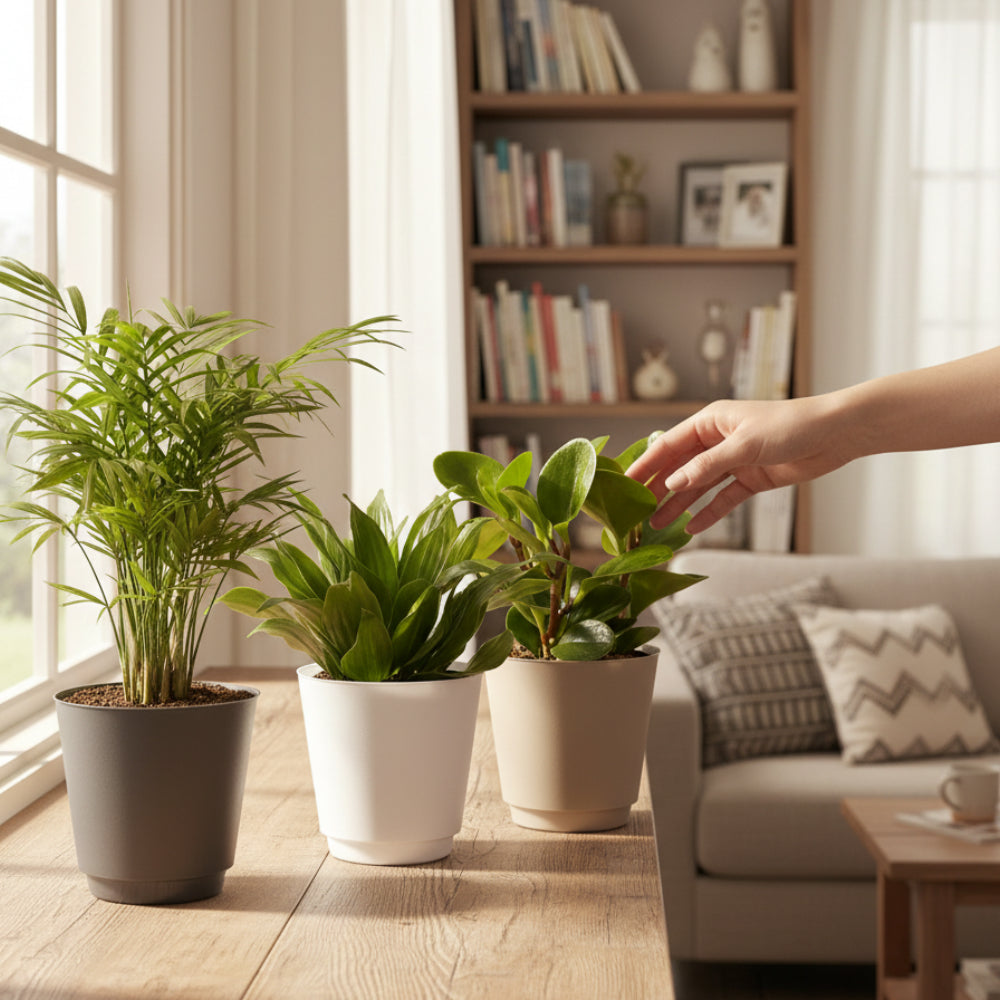 A diverse collection of exotic tropical houseplants