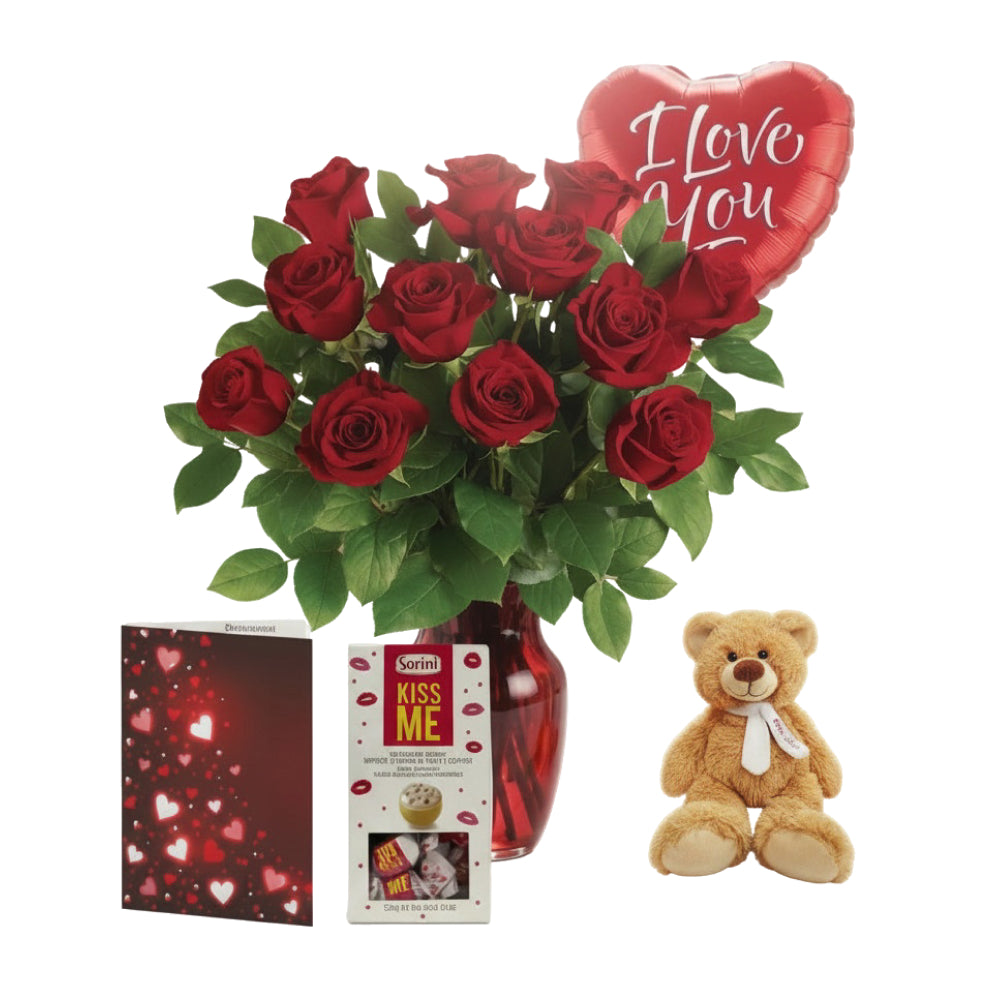 Ensemble "Rose Chic" - Roses Rouges - Anniversaire