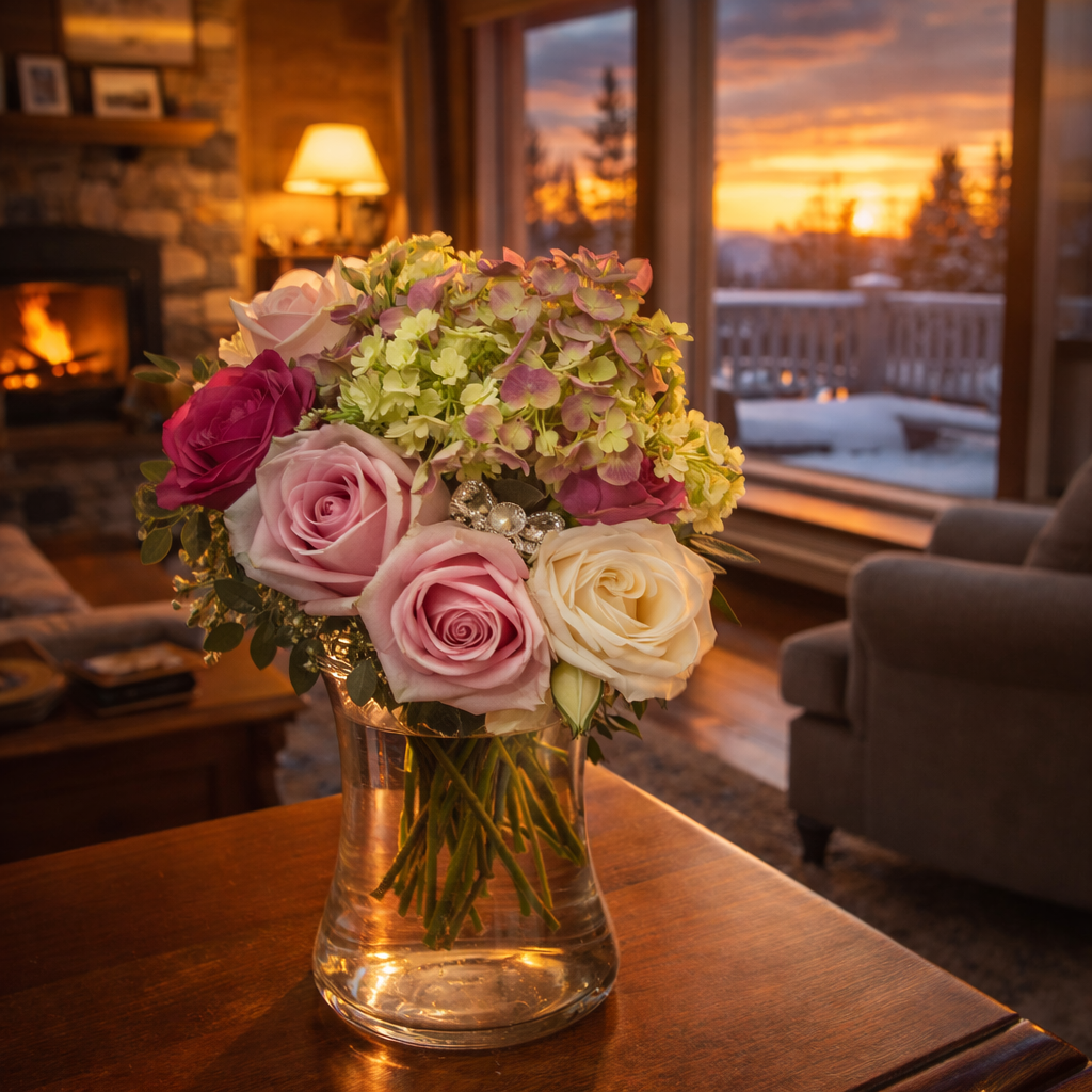 Ensemble Vase Élégant et Carte de Vœux