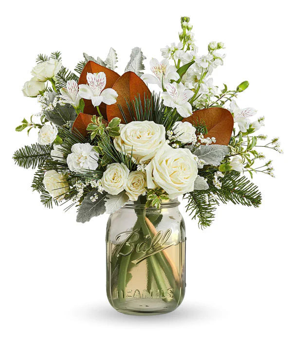 Frosted Rose in a Mason Jar