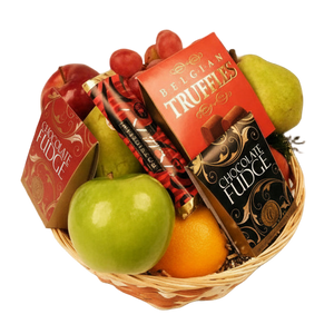 Panier Cadeau Élégant - Fruits Frais de Saison et Chocolats - Rétablissement Fleur Québec