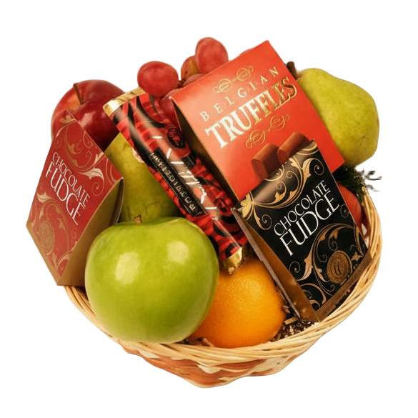 Panier Cadeau Élégant - Fruits Frais de Saison et Chocolats - Rétablissement Fleur Québec