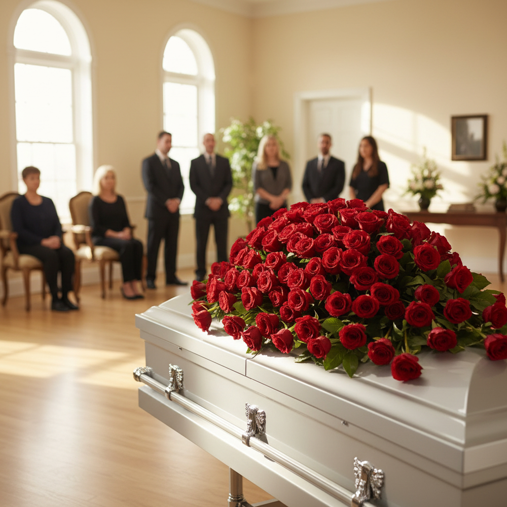 Elegant Bouquet of Red Roses - Funeral and Sympathy