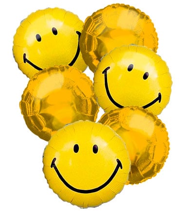 Ensemble de 6 bouquet de ballons au visage souriant vibrant - parfait pour les célébrations