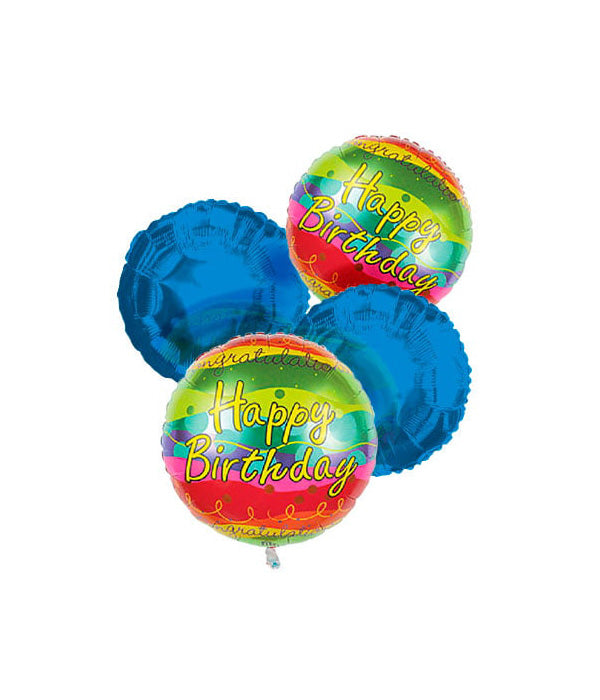 Vibrant Happy Birthday Balloon Bouquet Set de 4 - Décoration de fête parfaite