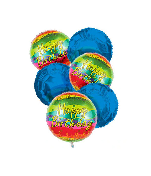 Vibrant Happy Birthday Balloon Bouquet Set de 6 - Décoration de fête parfaite