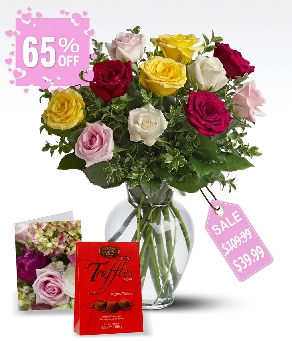 Ensemble Premium de 12 Roses Rouges "Pour Le Plaisir" - Anniversaire