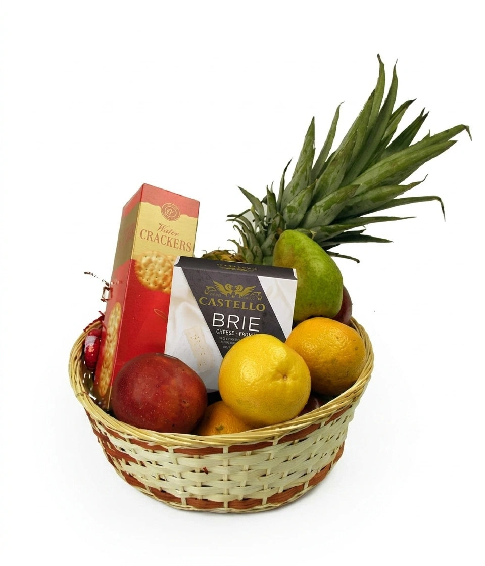 Luxury Gift Basket - Fresh Fruit, Cheese and Crackers - All Occasions
